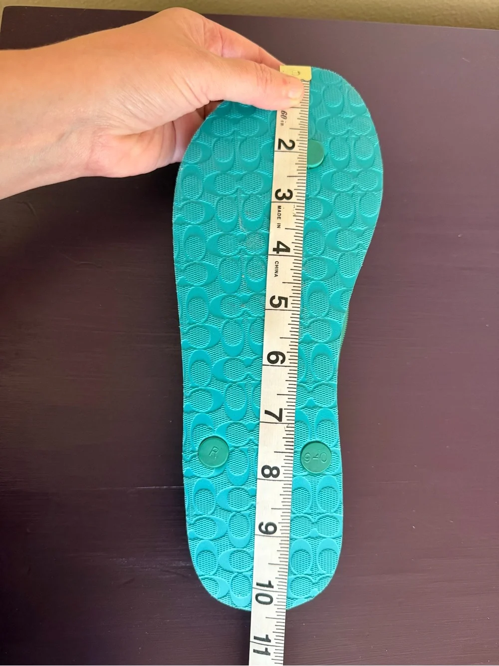 Coach Teal Polka Dot Bow Strap Flip Flop Sandals Sz9-10